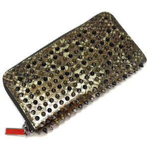 Christian Louboutin Zip Around Long Wallet Black Khaki Green Python